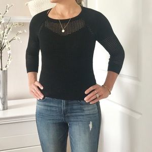 Express Black Crochet Sweater Top